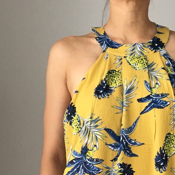 LAST 1 SUMMER RESORT PINEAPPLES Halter Mini Dress - Picture 4 of 5
